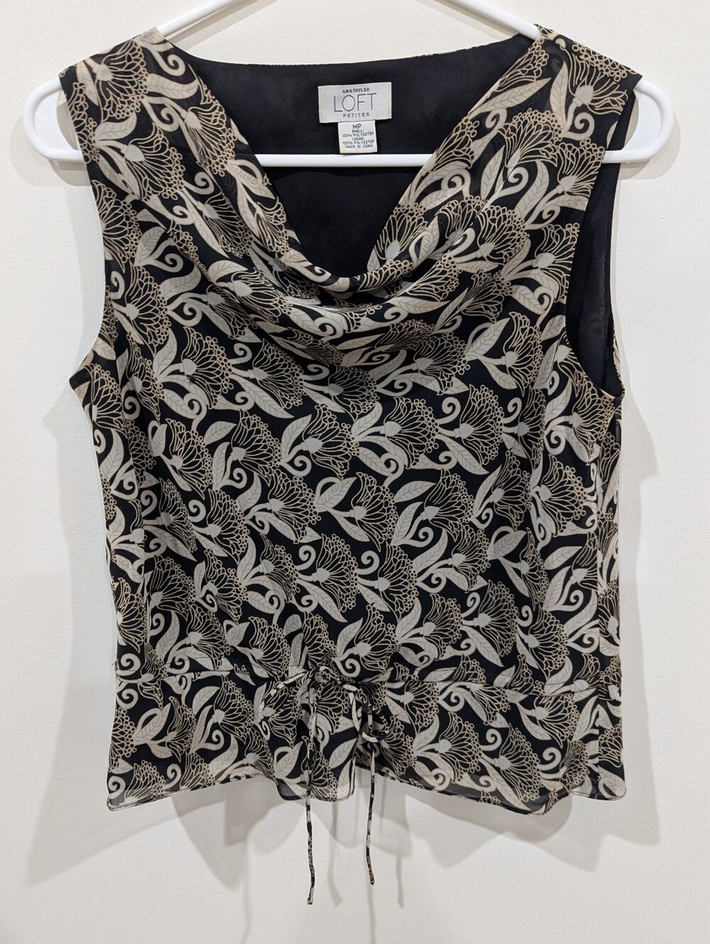 LOFT Black and Cream Cowl Neck Sleeveless Camisole